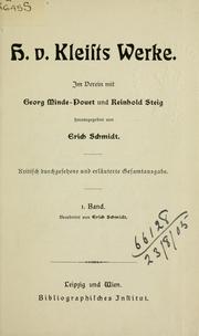 Cover of: Werke by im Verein mit Georg Minde-Pouet und Reinhold Steig; hrsg. von Erich Schmidt.