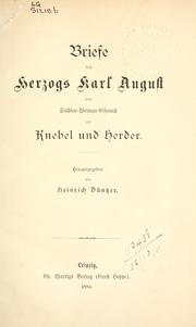 Cover of: Briefe an Knebel und Herder