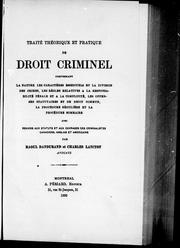 Traité théorique et pratique de droit criminel by Raoul Dandurand