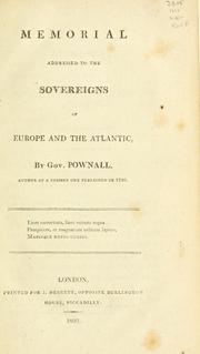 Cover of: Memorial addressed to the sovereigns of Europe and the Atlantic by Thomas Pownall
