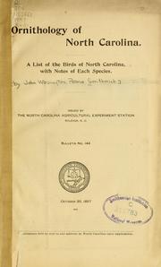 Cover of: Ornithology of North Carolina by John Washington Pearce Smithwick