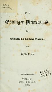 Cover of: Göttinger Dichterbund: zur Geschichte der deutschen Literatur.