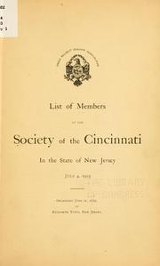 Cover of: List of members of the Society of the Cincinnati in the state of New Jersey, July 4, 1903.