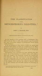 Cover of: The classification of the rhynchophorous Coleoptera