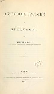 Cover of: Deutsche Studien. by Wilhelm Scherer