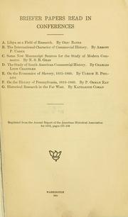 Cover of: Briefer papers read in conferences. by American Historical Association