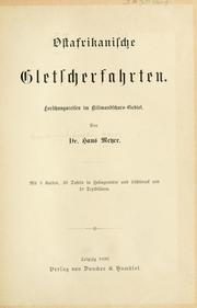 Cover of: Ostafrikanische Gletscherfahrten by Meyer, Hans