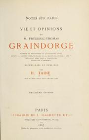Cover of: Notes sur Paris: vie et opinions de M. Frédéric-Thomas Graindorge ...