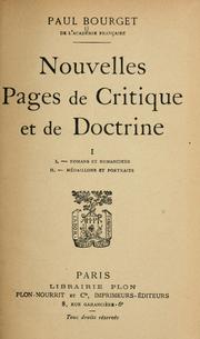 Cover of: Nouvelles pages de critique et de doctrine. by Paul Bourget