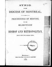 Cover of: Adjourned meeting of the special synod of the Diocese of Montreal by 