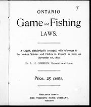 Cover of: Ontario game and fishing laws | 