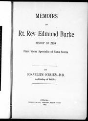 Cover of: Memoirs of Rt. Rev. Edmund Burke | Cornelius O