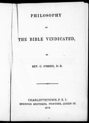 Cover of: Philosophy of the Bible vindicated