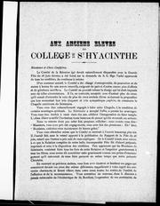 Aux anciens élèves du Collège de St-Hyacinthe by Séminaire de Saint-Hyacinthe. Comité de la réunion.