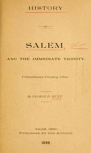 Cover of: History of Salem and the immediate vicinity: Columbiana County, Ohio