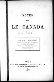 Cover of: Notes sur le Canada by Paul de Cazes