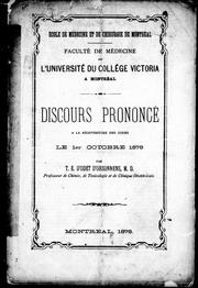 Cover of: Discours prononcéà la réouverture des cours le 1er octobre 1878