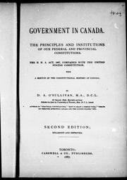 Cover of: Government in Canada by D. A. O'Sullivan