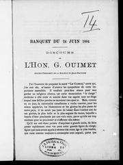 Cover of: Discours de l'Hon. G. Ouimet, ancien président de la SociG eté St-Jean-Baptiste by Gédéon Ouimet