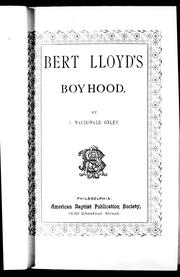 Cover of: Bert Lloyd's boyhood