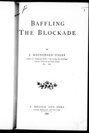 Cover of: Baffling the blockade by by J. Macdonald Oxley.