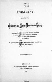 Règlement concernant le Cimetière de Notre-Dame-des-Neiges by Cimetière Notre-Dame des Neiges (Montréal, Québec)