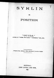 Cover of: Syrlin, or, Position