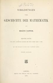 Cover of: Vorlesungen uber Geschichte der Mathematik by Moritz Benedikt Cantor