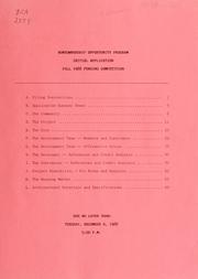 Cover of: Homeownership opportunity program initial application, fall 1988 funding competition.