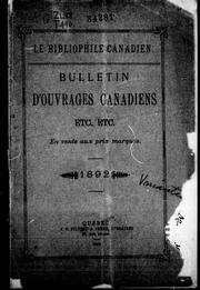 Cover of: Bulletin d'ouvrages canadiens etc., etc., 1892 by 