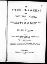 The internal management of a country bank by George Rae