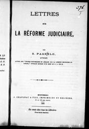 Cover of: Lettres sur la réforme judiciare by S. Pagnuelo
