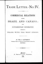 Cover of: Commercial relations between Brazil and Canada: with supplementary information relating to trade with the West Indies
