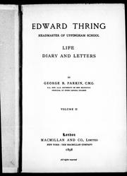 Cover of: Edward Thring, headmaster of Uppingham School | 