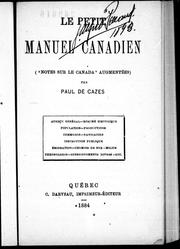 Cover of: Le petit manuel canadien: ("Notes sur le Canada" augumentées)