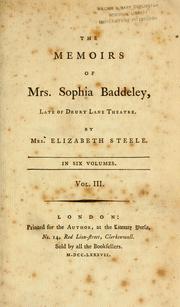 Cover of: The memoirs of Mrs. Sophia Baddeley by Steele, Elizabeth pseud.?