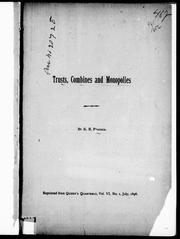 Cover of: Trusts, combines and monopolies by E. R. Peacock