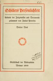 Cover of: Schillers Persönlichkeit: Urtheile der Zeitgenossen und Documente