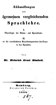 Cover of: Abhandlungen zur allgemeinen vergleichenden Sprachlehre