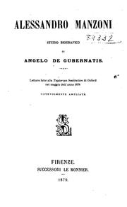 Cover of: Alessandre Manroni: studio biografico by Angelo De Gubernatis