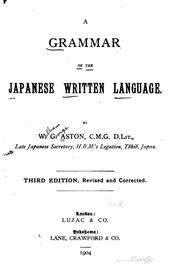 Cover of: A Grammar of the Japanese Written Language, by W.G. Aston