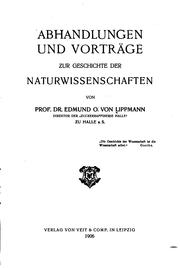 Cover of: Abhandlungen und Vorträge zur Geschichte der Naturwissenschaften