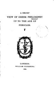 Cover of: A brief view of Greek philosophy up to the age of Pericles by Caroline Frances Cornwallis