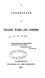 Cover of: A Collection of College Words and Customs ...