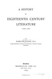 Cover of: A History of Eighteenth Century Literature (1600-1780)