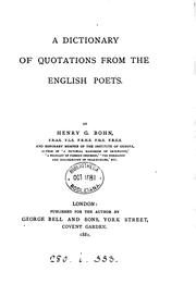 Cover of: A dictionary of quotations from the English poets by Henry George Bohn
