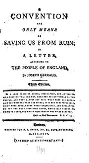 Cover of: A Convention the Only Means of Saving Us from Ruin: In a Letter, Addressed to the People of ...