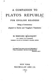 Cover of: A Companion to Plato's Republic for English Readers: Being a Commentary Adapted to Davies and ...