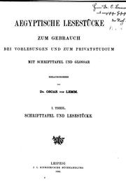 Cover of: Aegyptische Lesestücke zum Gebrauch bei Vorlesungen und zum Privatstudium, mit Schrifttafel und ...