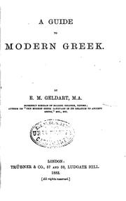 Cover of: A Guide to Modern Greek: By E.M. Geldart, ..